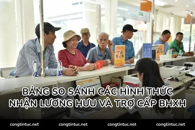 Bảng so sánh các hình thức nhận lương hưu và trợ cấp BHXH