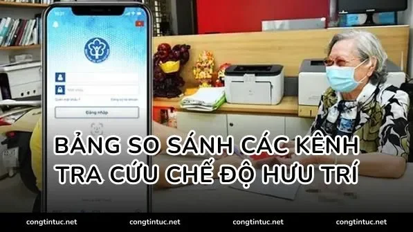 Bảng so sánh các kênh tra cứu chế độ hưu trí