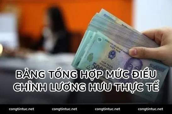 Bảng tổng hợp mức điều chỉnh lương hưu thực tế